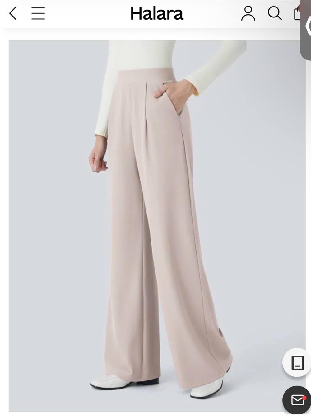 HALARA Wide Leg High-Rise Pants in Light Beige
